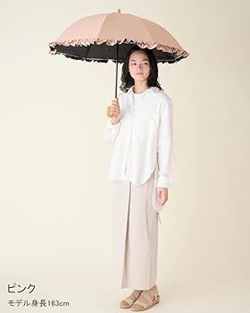 08/26まで　値下げ不可　サンバリア100 折りたたみ傘2段折　フリル 2段折 フリル / 水玉 | 完全遮光日傘｜サンバリア100